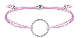 Troli Браслет на шнурке с розовым/стальным кольцом цена и информация | Женские браслеты | hansapost.ee