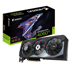 Gigabyte Aorus GeForce RTX 4060 Ti Elite (GV-N406TAORUSE-8GD) hind ja info | Videokaardid | hansapost.ee