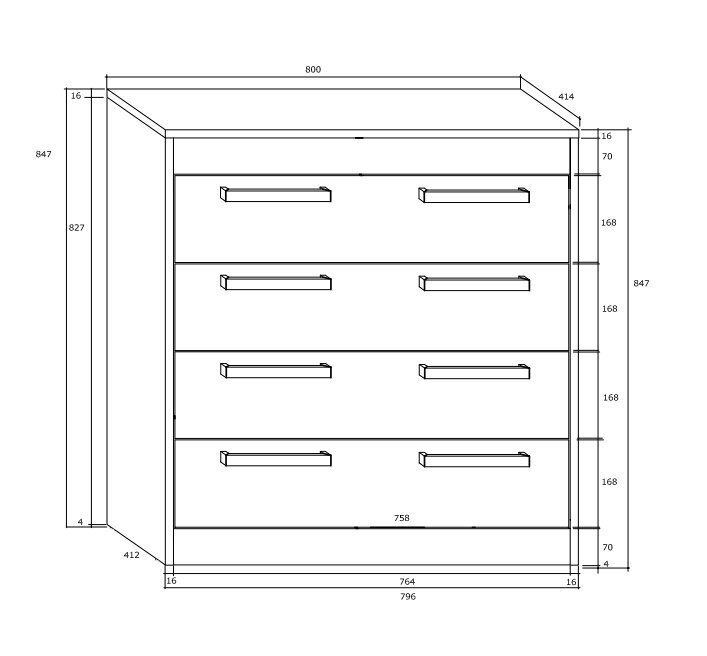 Kummut Meblocross Maximus 4S, tamm/valge hind ja info | Kummutid | hansapost.ee