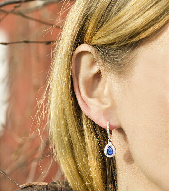 Beneto Drop hõbedased kõrvarõngad siniste tsirkoonidega AGUC2248 hind ja info | Kõrvarõngad | hansapost.ee