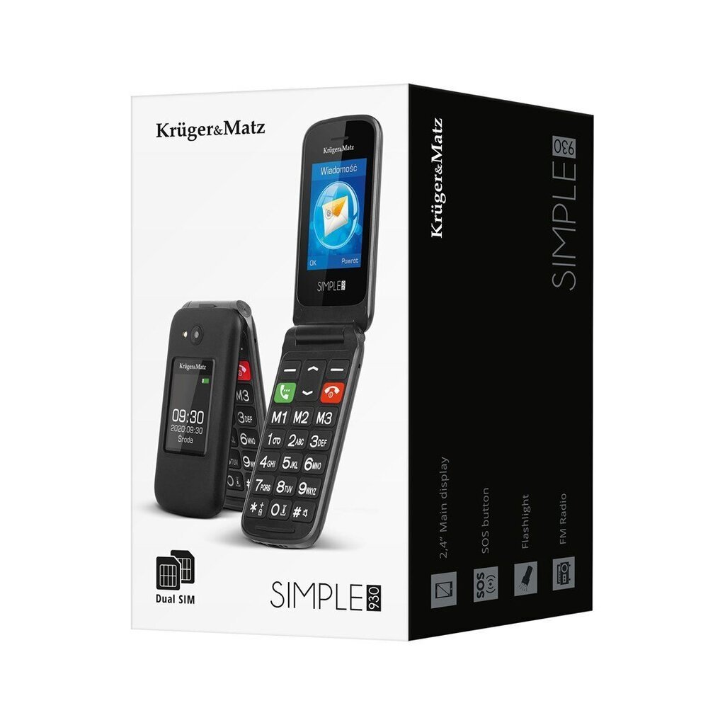 Kruger & Matz KM0930, must hind ja info | Telefonid | hansapost.ee