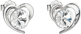 Серебряные серьги с белым сердцем Evolution Group Swarovski 31259.1 цена и информация | Серьги | hansapost.ee