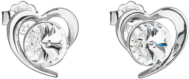 Evolution Group Swarovski valge südamega hõbekõrvarõngad 31259.1 цена и информация | Kõrvarõngad | hansapost.ee