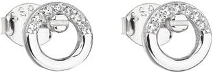 Серебряные серьги-гвоздики с цирконом Evolution Group, белые, круглые 11016.1 цена и информация | Серьги | hansapost.ee