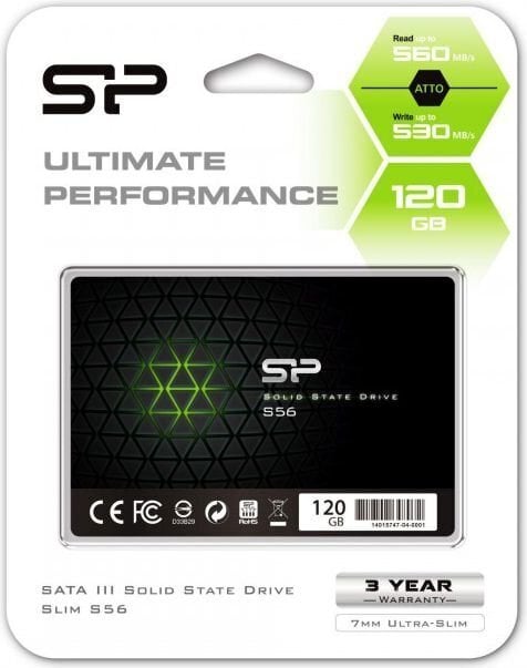 Silicon Power S56 120GB SATA3 (SP120GBSS3S56B25) цена и информация | Sisemised kõvakettad | hansapost.ee