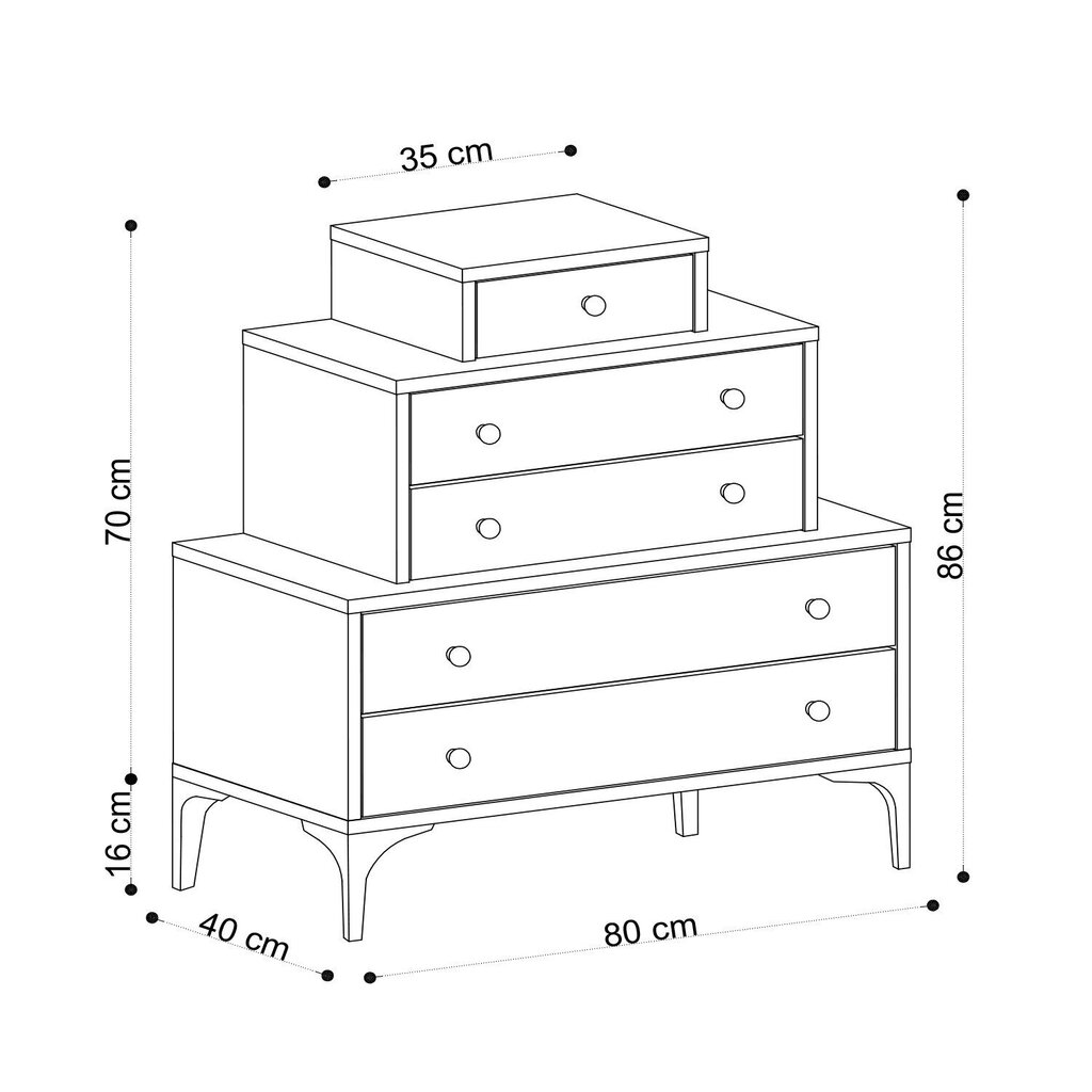 Kummut Kalune Design Dresser 393, pruun цена и информация | Kummutid | hansapost.ee