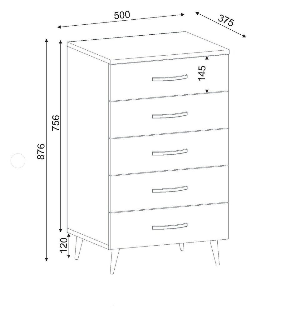 Kummut Kalune Design 756, 50 cm, valge hind ja info | Kummutid | hansapost.ee