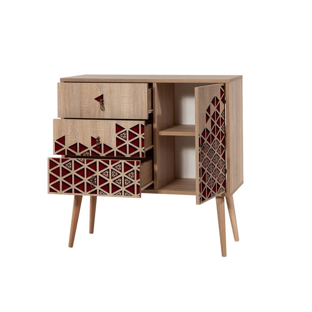 Kummut Kalune Design Dresser 3442, tamme värv/punane hind ja info | Kummutid | hansapost.ee