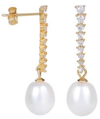 JwL Luxury Pearls Позолоченные жемчужные серьги с кристаллами JL0405 sJL0405 цена и информация | Серьги | hansapost.ee