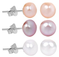 JwL Luxury Pearls Набор из 3 пар жемчужных серег со скидкой - белый, лососевый, фиолетовый JL0426 sJL0426 цена и информация | Серьги | hansapost.ee