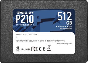 Patriot P210S512G25 цена и информация | Внутренние жёсткие диски (HDD, SSD, Hybrid) | hansapost.ee