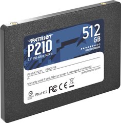 Patriot P210S512G25 цена и информация | Внутренние жёсткие диски (HDD, SSD, Hybrid) | hansapost.ee