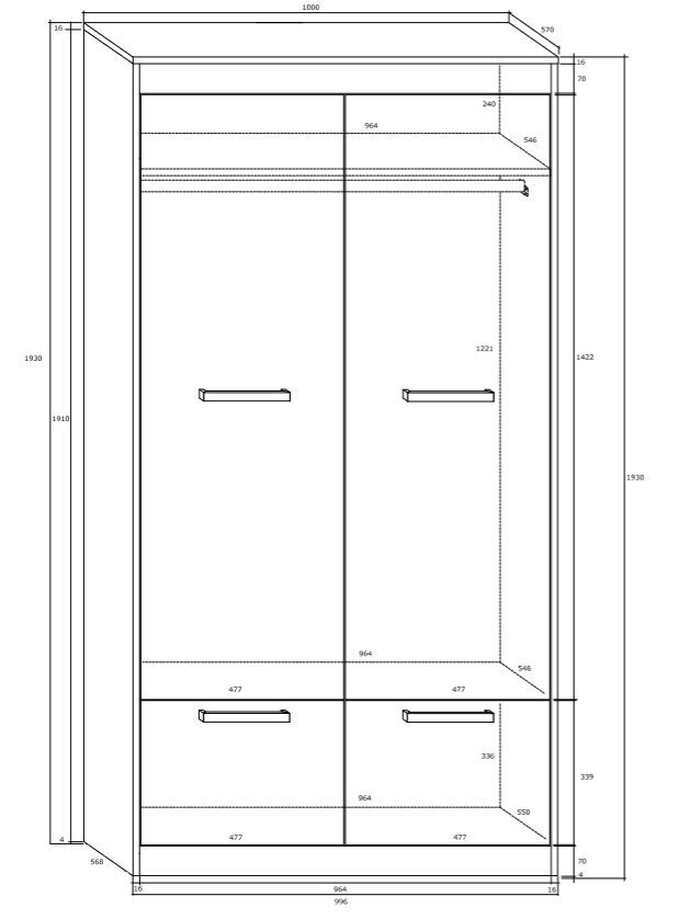 Riidekapp Maximus 4D, pruun/valge hind ja info | Kapid | hansapost.ee