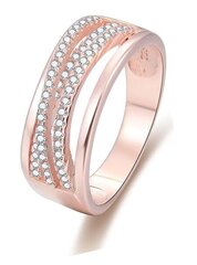 Серебряное кольцо с покрытием из розового золота с цирконами Beneto AGG340 цена и информация | Кольцо | hansapost.ee