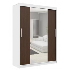 Шкаф NORE CLP 150 с зеркалом, белый/темно-коричневый цена и информация | Шкафы | hansapost.ee