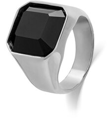 Массивное стальное кольцо с черным кристаллом Troli  цена и информация | Кольцо | hansapost.ee
