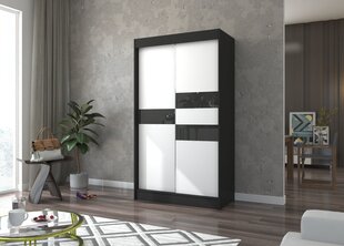 Riidekapp Adrk Furniture Batia 120 cm, must/valge hind ja info | Kapid | hansapost.ee