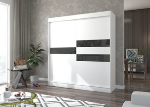 Riidekapp Adrk Furniture Batia 200 cm, valge/must цена и информация | Шкафы | hansapost.ee