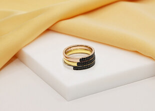 Särav pronkssõrmus mustade tsirkoonidega Brilio Silver RI058R hind ja info | Sõrmused | hansapost.ee