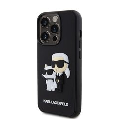 Karl Lagerfeld 3D Rubber Karl and Choupette Case for iPhone 15 Pro Black цена и информация | Чехлы для телефонов | hansapost.ee
