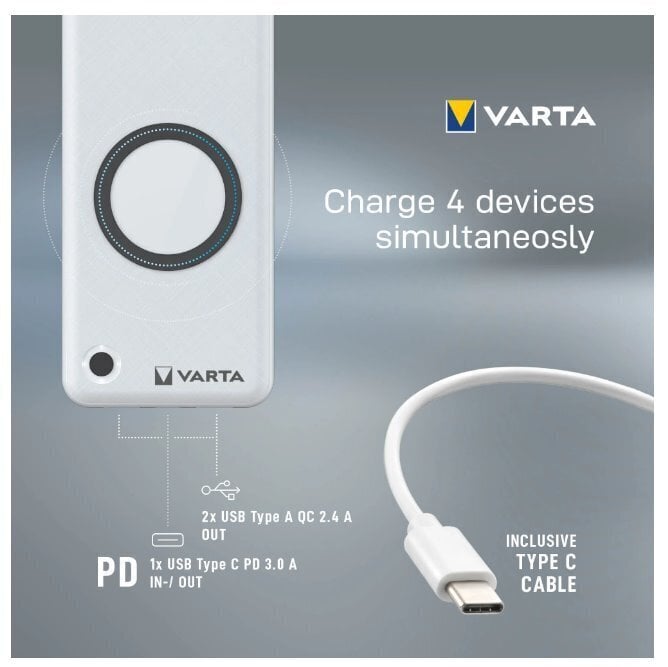 Varu toiteallikas Varta Wireless 20000mAh hind ja info | Akupangad | hansapost.ee