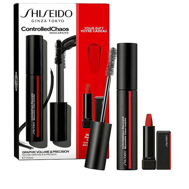 Dekoratiivkosmeetika komplekt Shiseido ControlledChaos: ripsmetušš, 11,5 ml + huulepulk, 2,5 g hind ja info | Lauvärvid, ripsmetušid ja silmapliiatsid | hansapost.ee