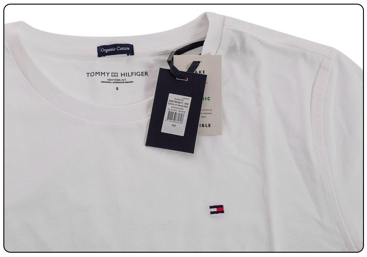 Meeste T-särk TOMMY HILFIGER СOTTON CN TEE SS ICON, valge, 2S87904671 100 hind ja info | T-särgid meestele | hansapost.ee