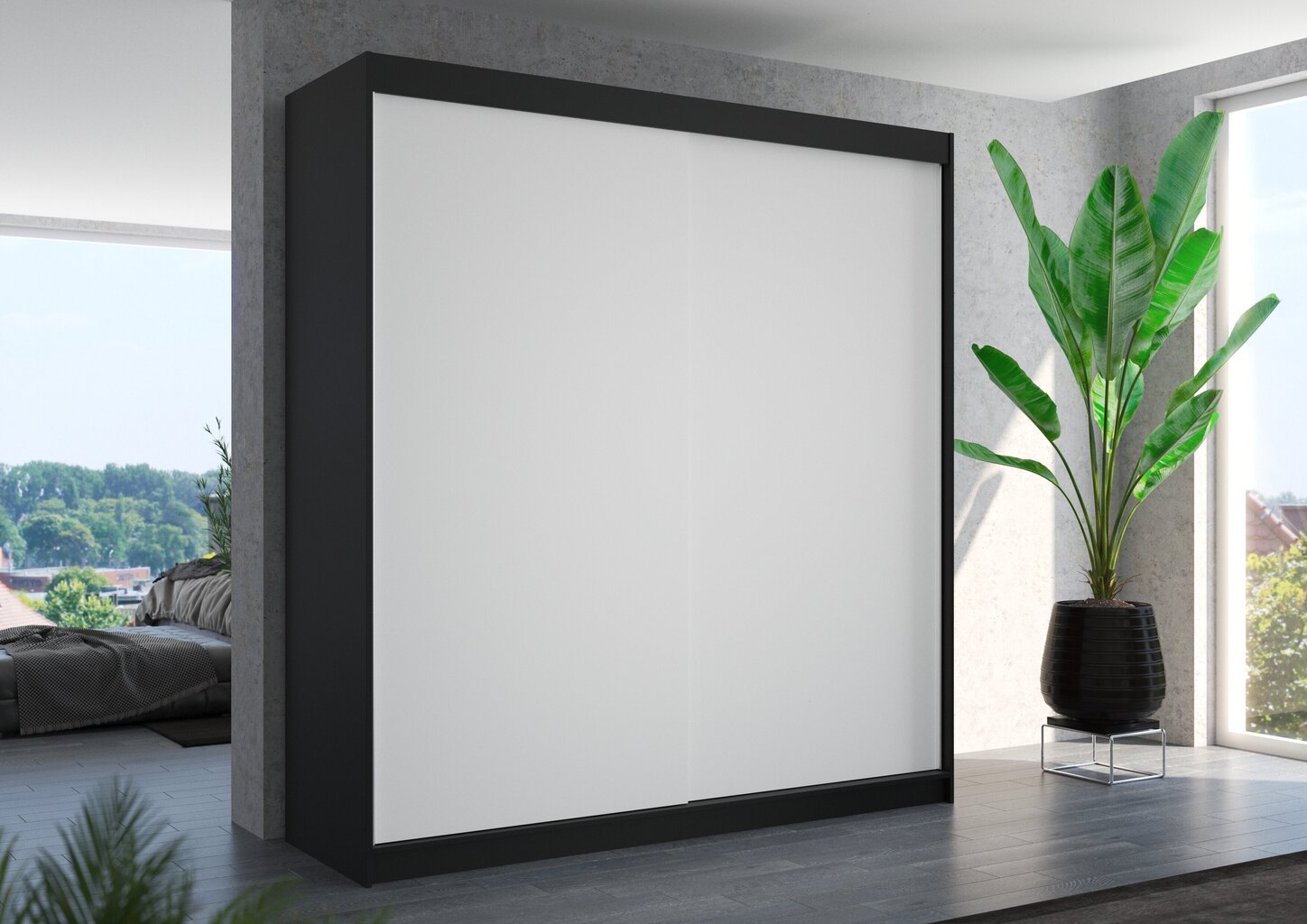 Riidekapp ADRK Furniture Terecia, must/valge hind ja info | Kapid | hansapost.ee
