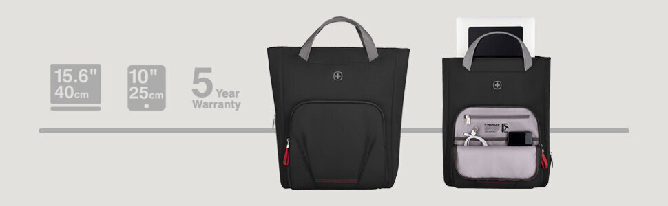 Wenger Motion Vertical Tote Kott/seljakott 15.6" sülearvuti, Chic Black цена и информация | Käekotid naistele | hansapost.ee