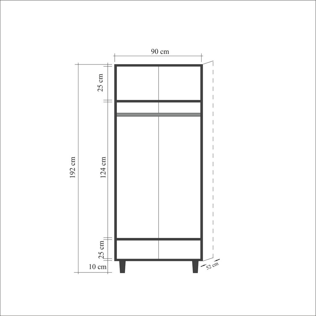 Riidekapp Kalune Design Wardrobe 863 (I), 90 cm, tamm/tumepruun hind ja info | Kapid | hansapost.ee