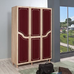 Riidekapp Kalune Design Wardrobe 863 (VI), 135 cm, tamm/tumepunane hind ja info | Kapid | hansapost.ee