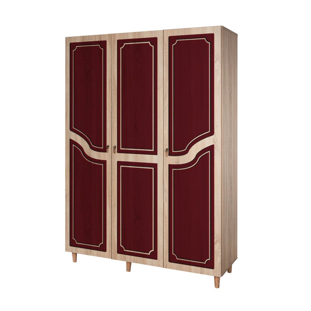 Riidekapp Kalune Design Wardrobe 863 (VI), 135 cm, tamm/tumepunane hind ja info | Kapid | hansapost.ee