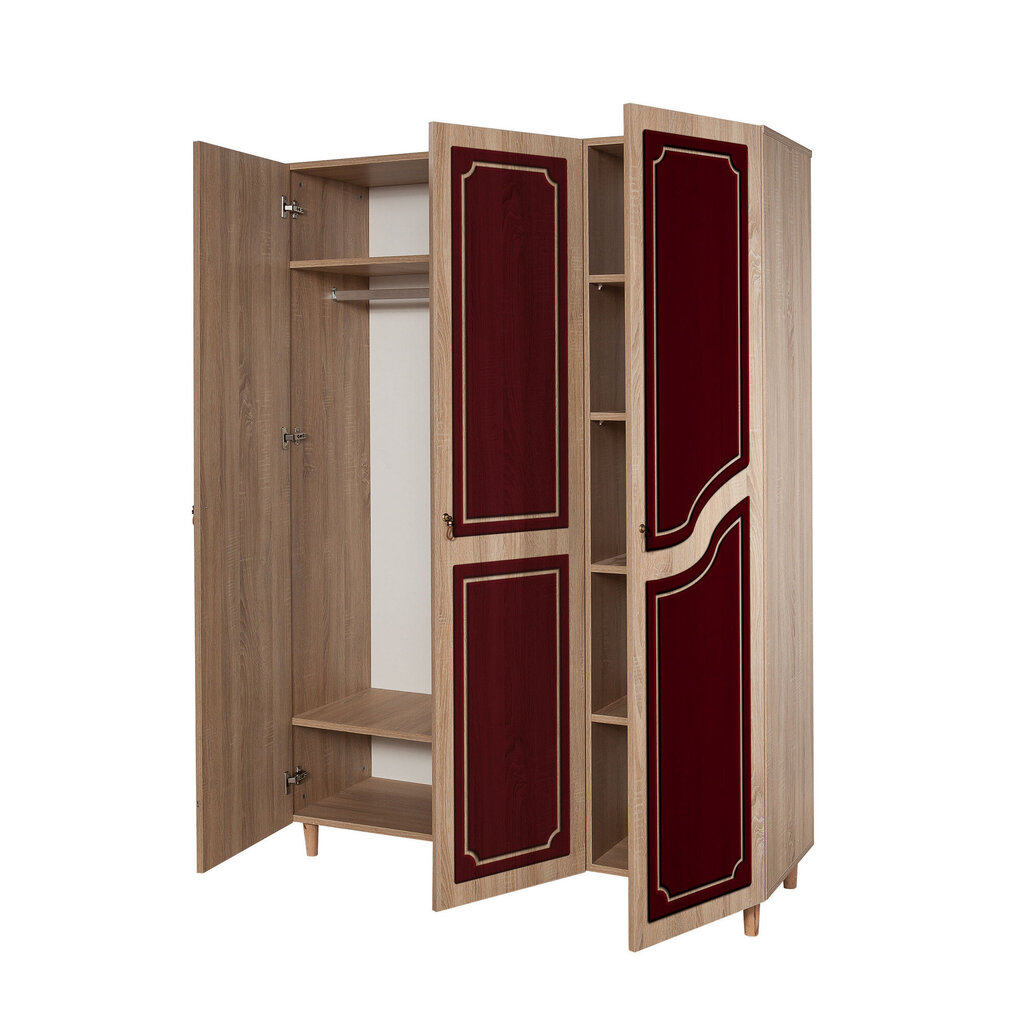 Riidekapp Kalune Design Wardrobe 863 (VI), 135 cm, tamm/tumepunane цена и информация | Kapid | hansapost.ee