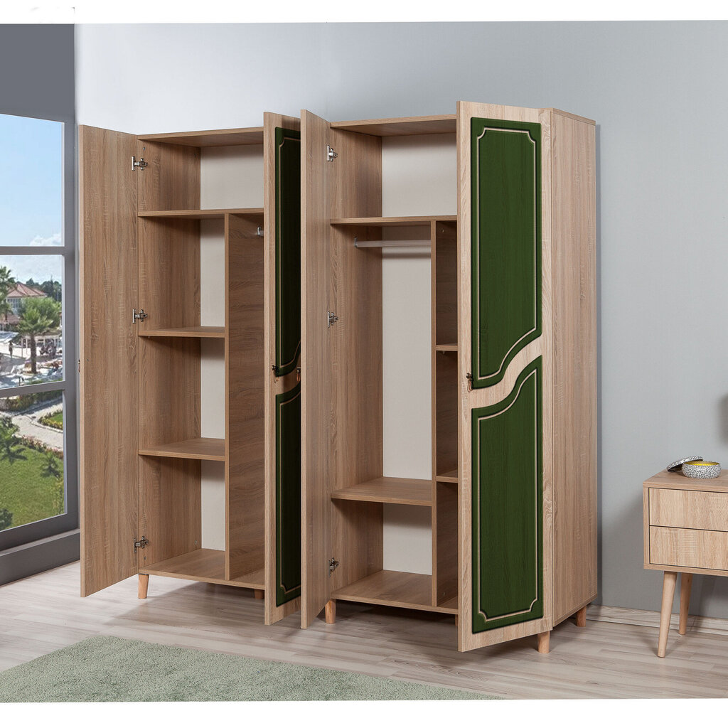 Riidekapp Kalune Design Wardrobe 863 (II), 180 cm, tamme värv/roheline цена и информация | Kapid | hansapost.ee