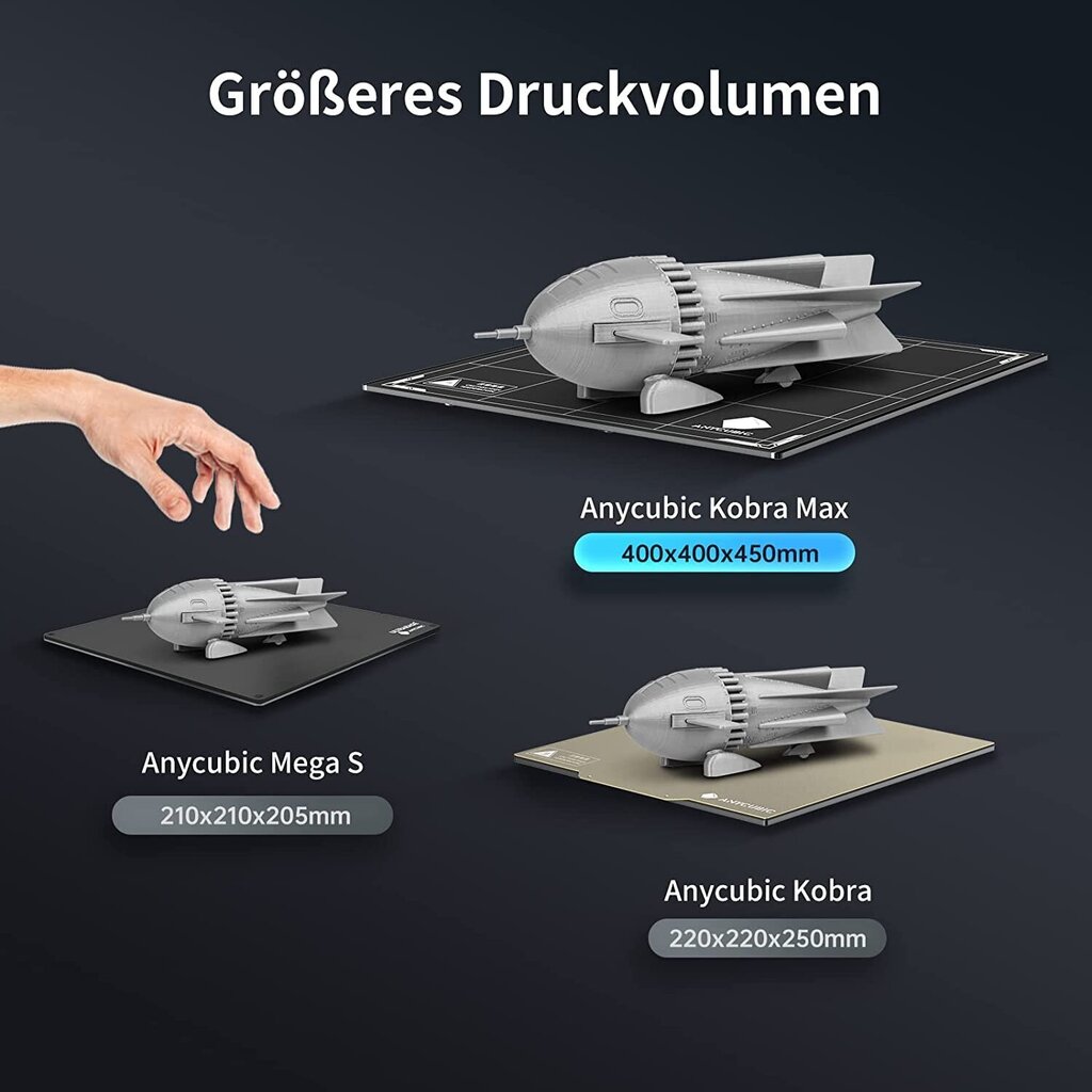 Igakuubiline Kobra Max 3D-printer, automaatne nivelleerimine, ülipõhisoojendus, 400 x 400 x 450 mm hiiglaslik prindimaht, sobib 1,75 mm filamentidega hind ja info | Nutiseadmed ja lisatarvikud | hansapost.ee