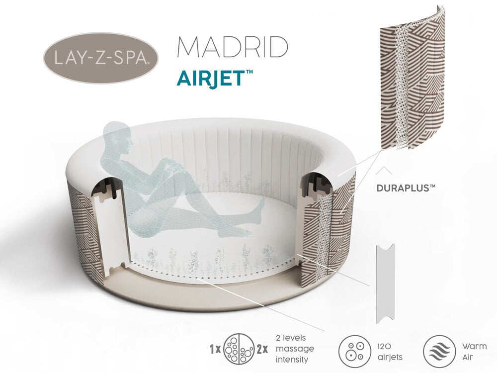 Massaažibassein "Lay-Z-Spa mullivann Madrid" цена и информация | Basseinid | hansapost.ee