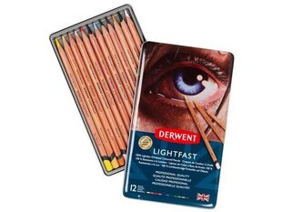 Värvipliiats Derwent Lightfast 12tk metallkarbis цена и информация | Derwent Товары для детей и младенцев | hansapost.ee