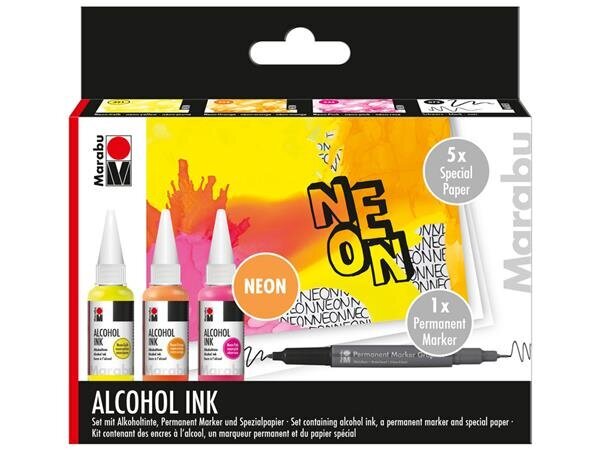 Alkoholitindi komplekt Marabu Neon цена и информация | Kunstitarbed, voolimise tarvikud | hansapost.ee