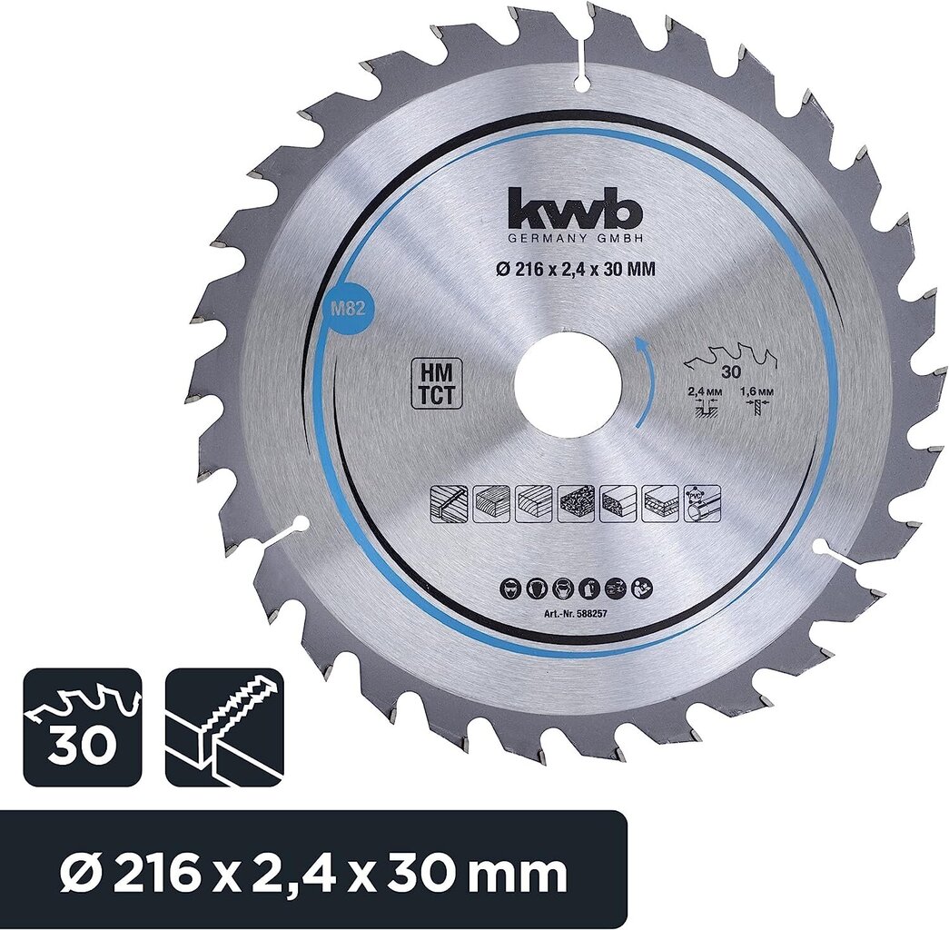 KWB Circuit Sow Slade 216 x 30 mm mm, kiire lõigatud, sae tera, mis sobib pehmete ja lehtpuude, puusepaplaatide ja puitplaadi jaoks цена и информация | Aiatööriistade varuosad | hansapost.ee