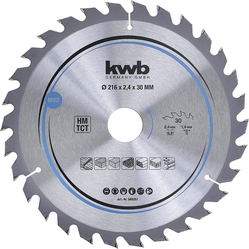 KWB Circuit Sow Slade 216 x 30 mm mm, kiire lõigatud, sae tera, mis sobib pehmete ja lehtpuude, puusepaplaatide ja puitplaadi jaoks цена и информация | Aiatööriistade varuosad | hansapost.ee