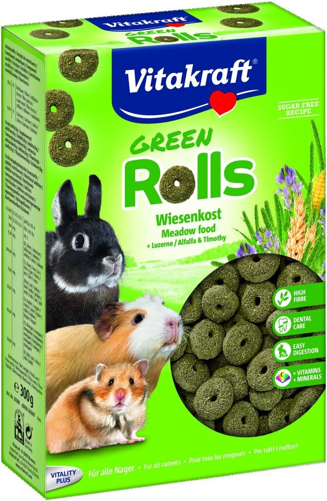 Maius närilistele Vitakraft green rolls, 300g цена и информация | Toit väikeloomadele | hansapost.ee