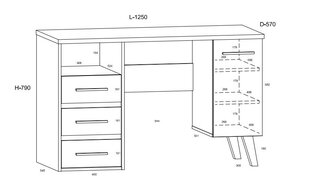 Kirjutuslaud Nordis, tamm/valge price and information | Computer desks, writing desks | hansapost.ee