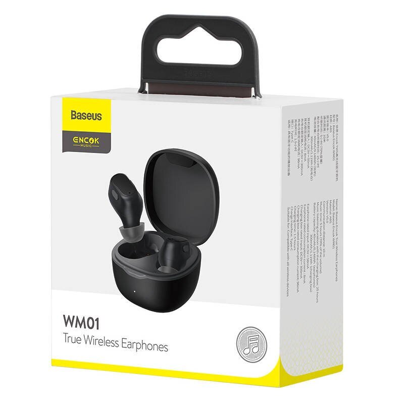 Wireless headphones Baseus Encok WM01, Bluetooth 5.0 (black) hind ja info | Kõrvaklapid | hansapost.ee