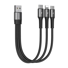 USB cable Joyroom S-01530G11 3in1 2x USB-C | Lightning 3.5A 0.15 м (black) цена и информация | Borofone 43757-uniw | hansapost.ee