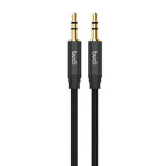 AUX cable mini jack 3.5mm to mini jack 3.5mm Budi, 1m (black) цена и информация | Budi Телефоны и аксессуары | hansapost.ee