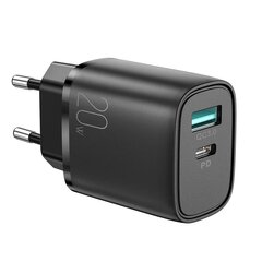 Сетевая зарядка Joyroom L-QP2011 USB/Type-C PD+QC3.0 20Вт, черная цена и информация | Зарядные устройства для телефонов | hansapost.ee