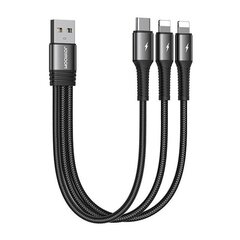USB cable Joyroom S-01530G10 3in1 USB-C | 2x Lightning 3.5A 0.15 м (black) цена и информация | Borofone 43757-uniw | hansapost.ee