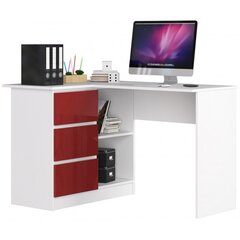 Письменный стол NORE B16, левый вариант, белый/красный цена и информация | Компьютерные, письменные столы | hansapost.ee