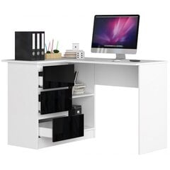 Письменный стол NORE B16, левый вариант, белый/черный цена и информация | Компьютерные, письменные столы | hansapost.ee