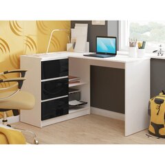 Письменный стол NORE B16, левый вариант, белый/черный цена и информация | Компьютерные, письменные столы | hansapost.ee